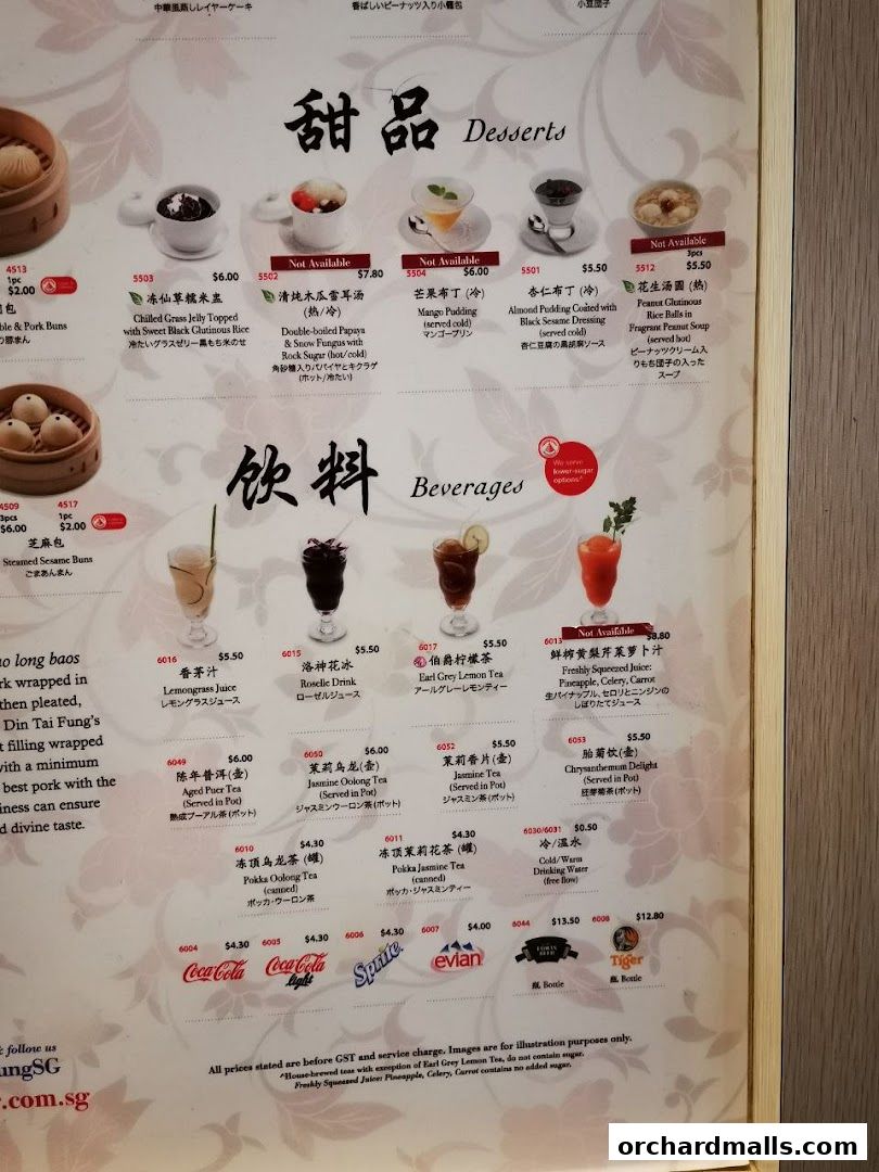 Menu page for Din Tai Fung  Wisma Atria