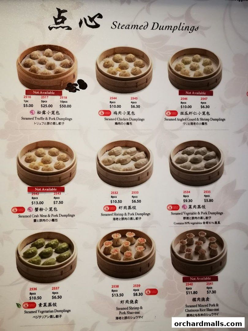 Menu page for Din Tai Fung  Wisma Atria