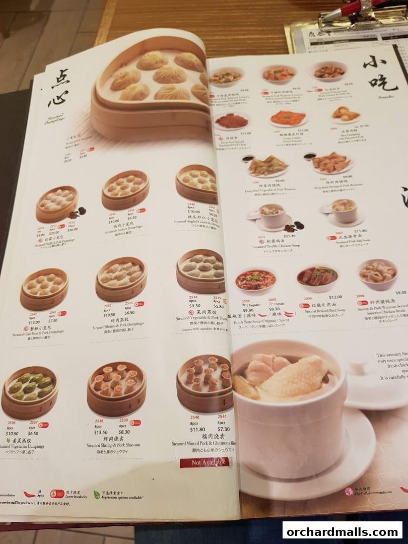 Menu page for Din Tai Fung  Wisma Atria