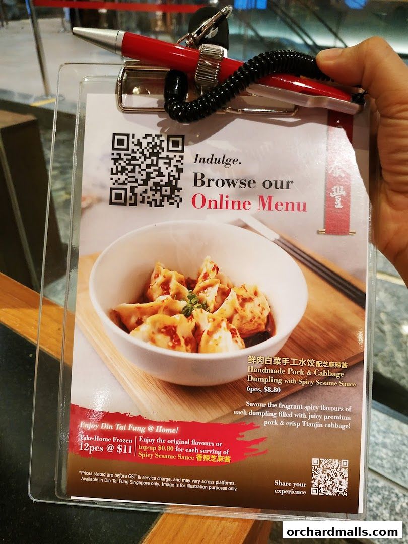 Menu page for Din Tai Fung  Wisma Atria