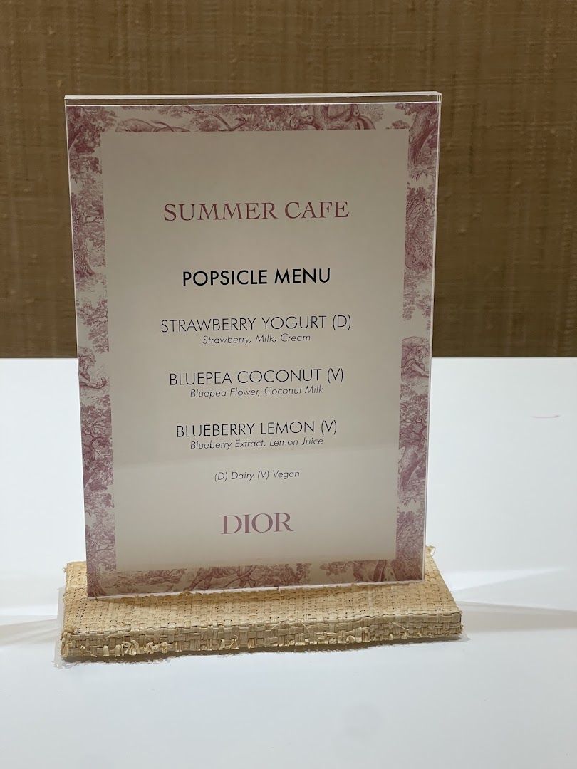 Menu page for Dior Beauty - ION Orchard Boutique