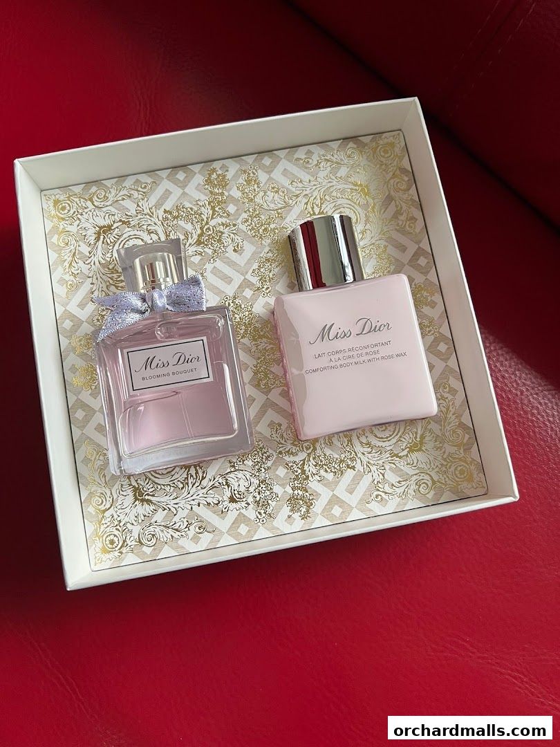 A gift set featuring Miss Dior Blooming Bouquet perfume and comforting body milk.