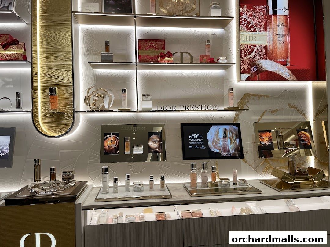 Interior view of a Dior Beauty boutique showcasing skincare products and displays.