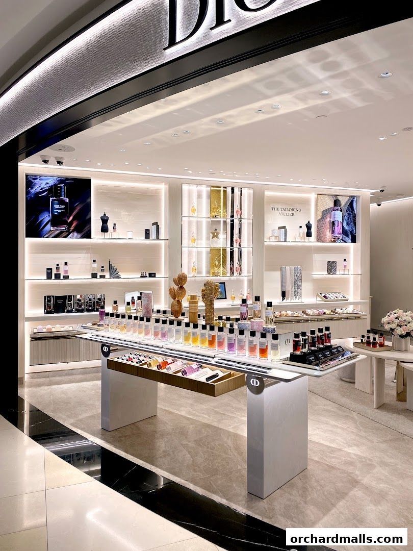 Interior of a Dior Beauty boutique showcasing a wide selection of perfumes and beauty products.