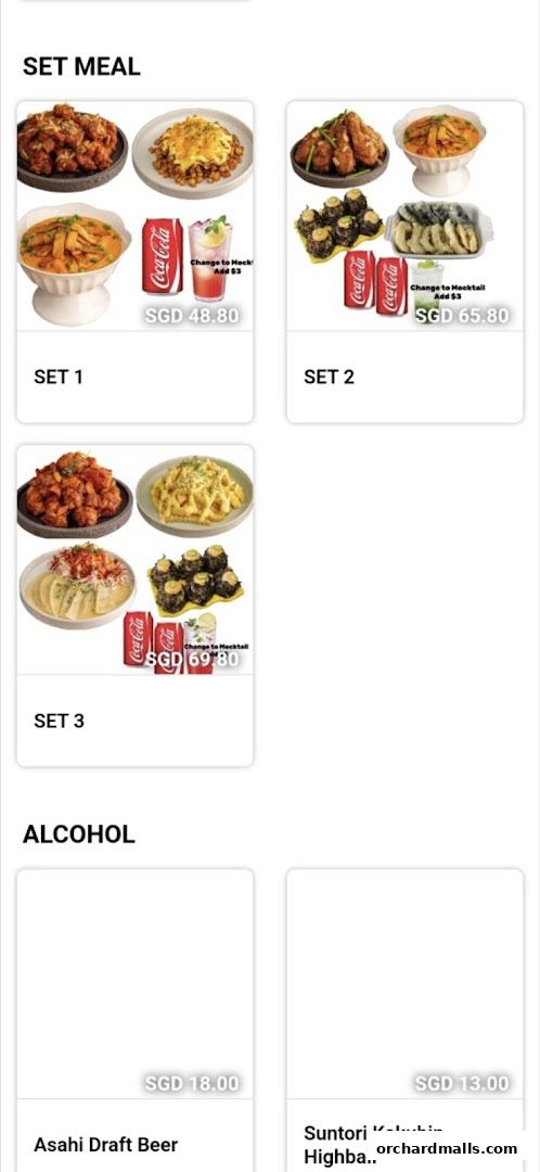 Menu page for DORAN CHICKEN