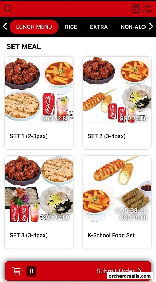 Menu page for DORAN CHICKEN