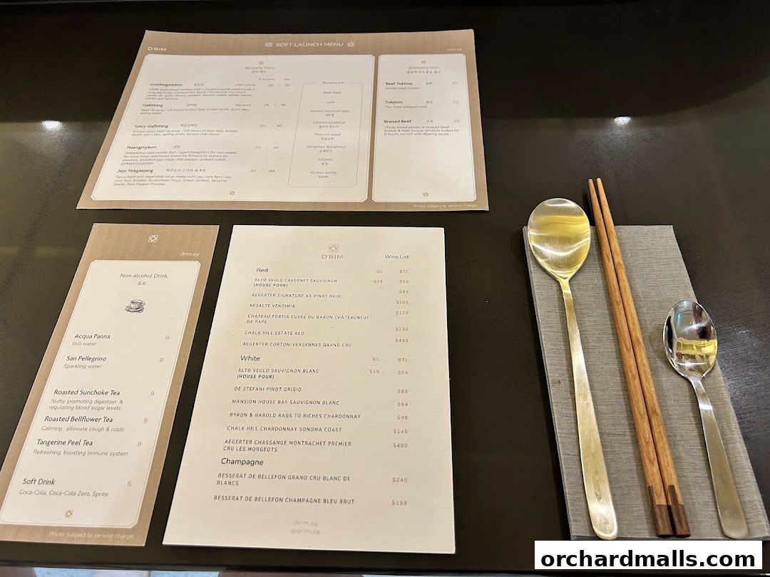 Menu page for DRIM  Korean Steak House  Mandarin Gallery