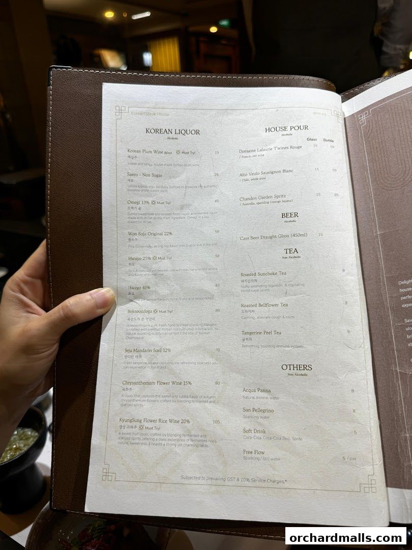 Menu page for DRIM  Korean Steak House  Mandarin Gallery