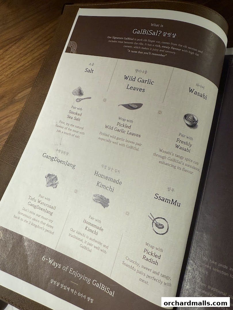 Menu page for DRIM  Korean Steak House  Mandarin Gallery