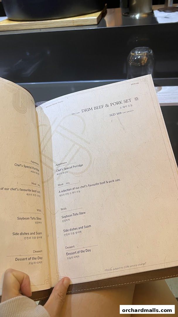 Menu page for DRIM  Korean Steak House  Mandarin Gallery