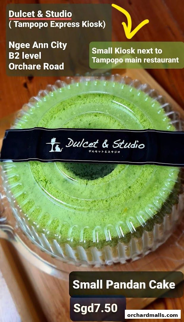 A small pandan cake from Dulcet & Studio, located at Ngee Ann City.
