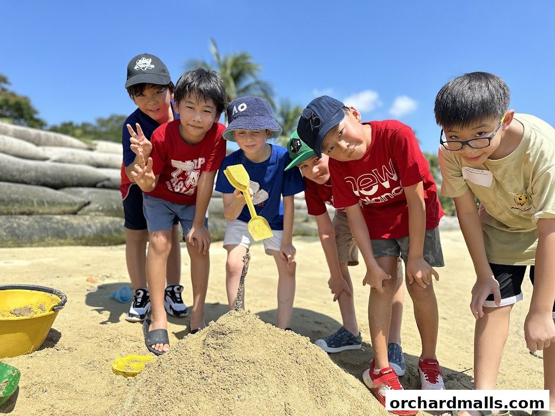 A group of young boys are playing in the sand on a sunny day.