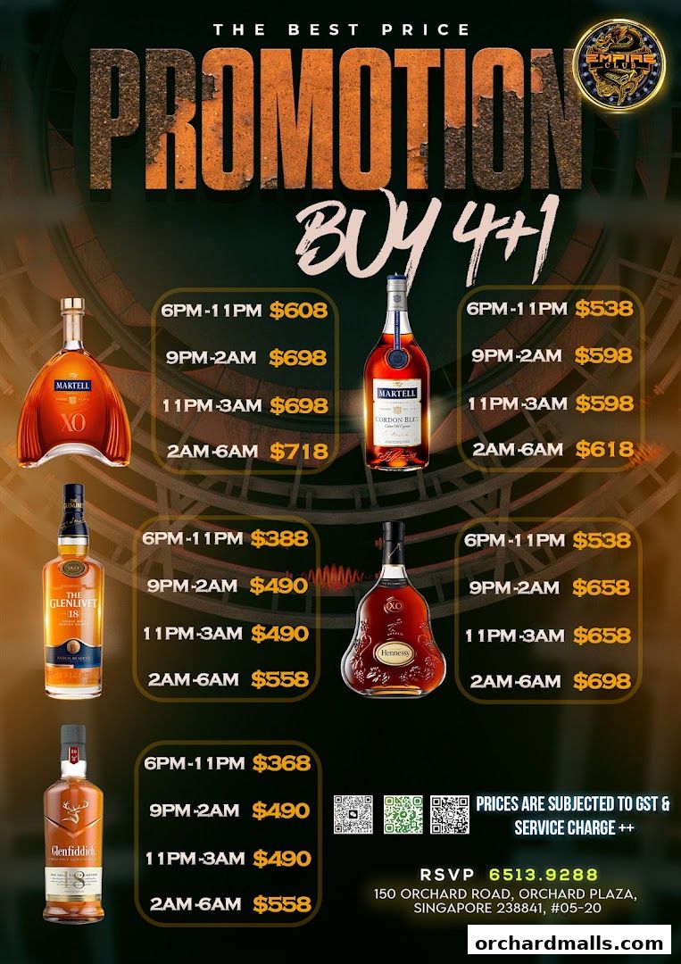 A promotional flyer for Empire KTV featuring liquor deals and pricing.