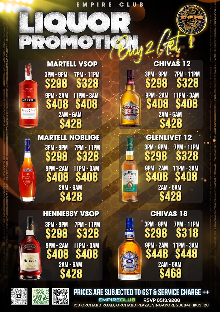 Menu page for Empire ktv