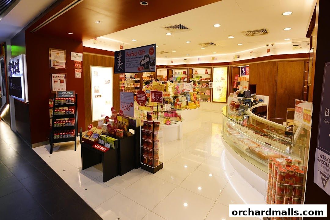 Interior view of a Eu Yan Sang shop showcasing health and beauty products.
