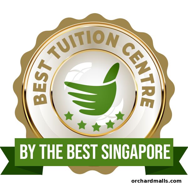 A badge for 'Best Tuition Centre' with a green hand icon and stars.