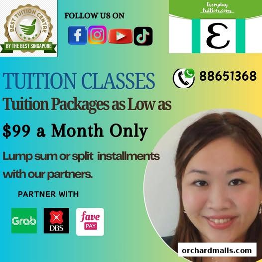 Advertisement for Everyday Tuition offering classes starting at $99/month with installment options.