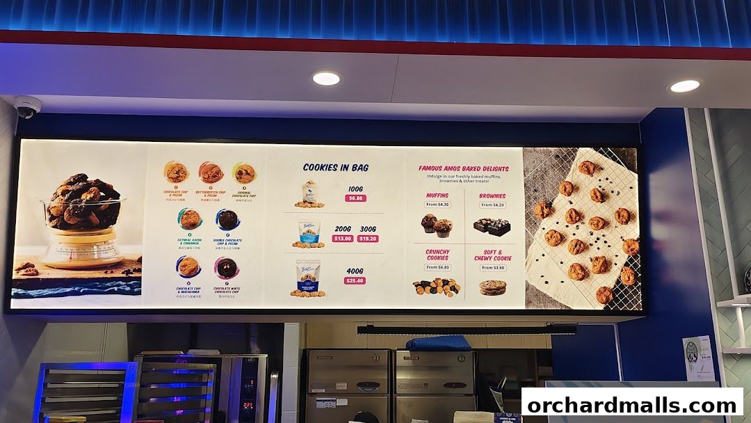 Menu page for Famous Amos Wisma Atria