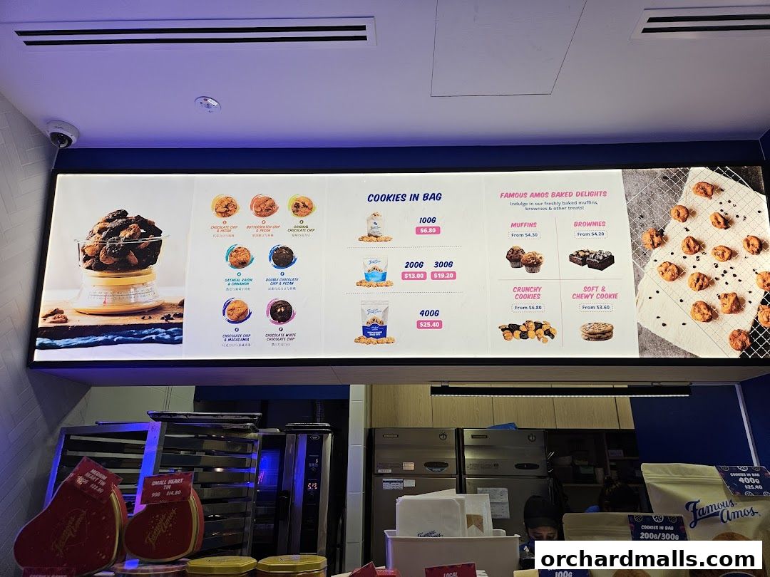 Menu page for Famous Amos Wisma Atria