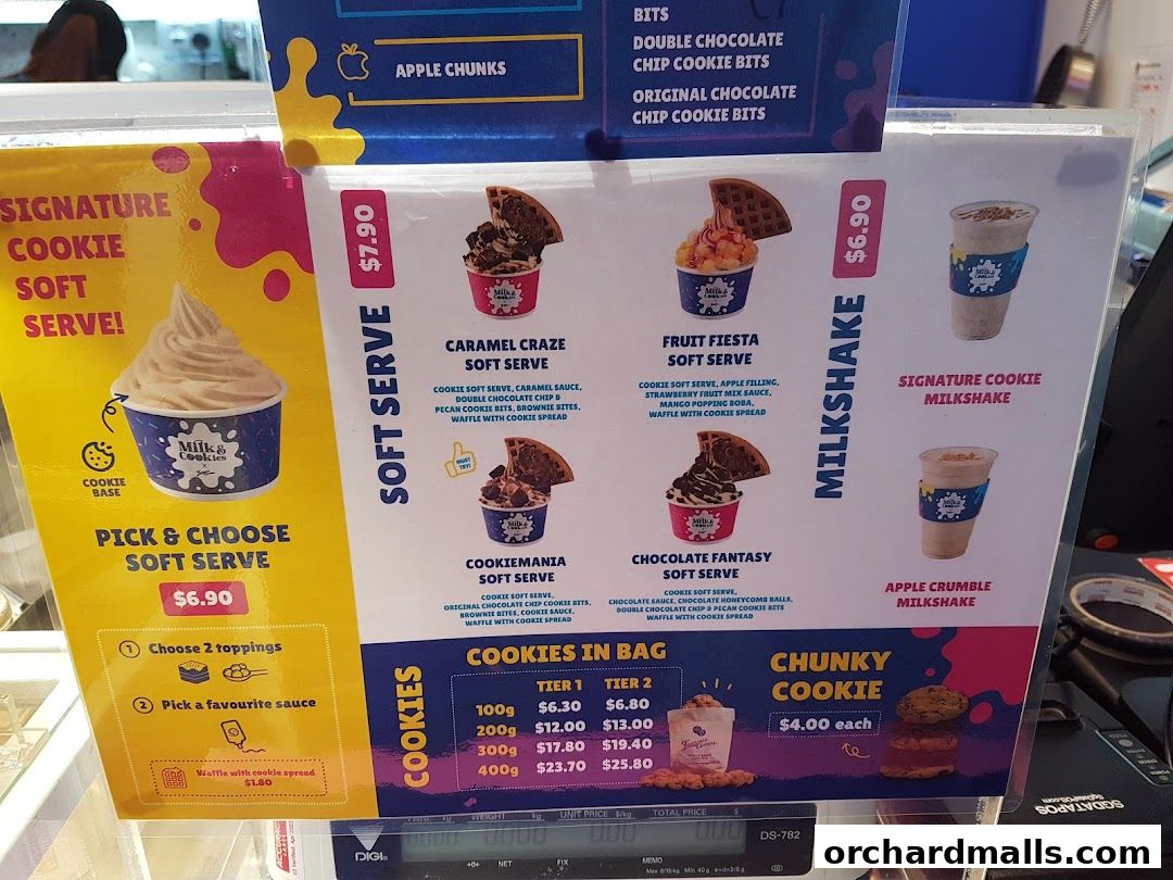Menu page for Famous Amos Wisma Atria