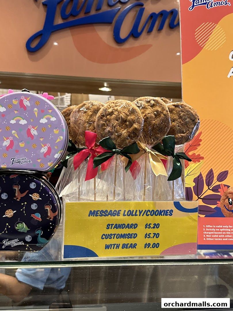 Menu page for Famous Amos Wisma Atria