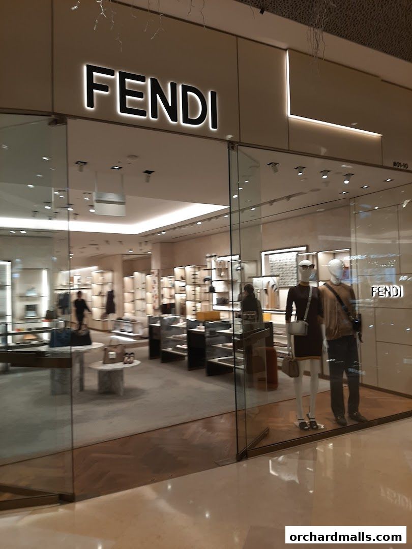 The Fendi Singapore Ion store features a modern glass facade showcasing luxury fashion and accessories.