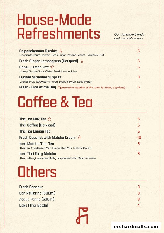 Menu page for Fi Woodfire Thai ไฟ  Thai Restaurant Orchard  Shaw Centre