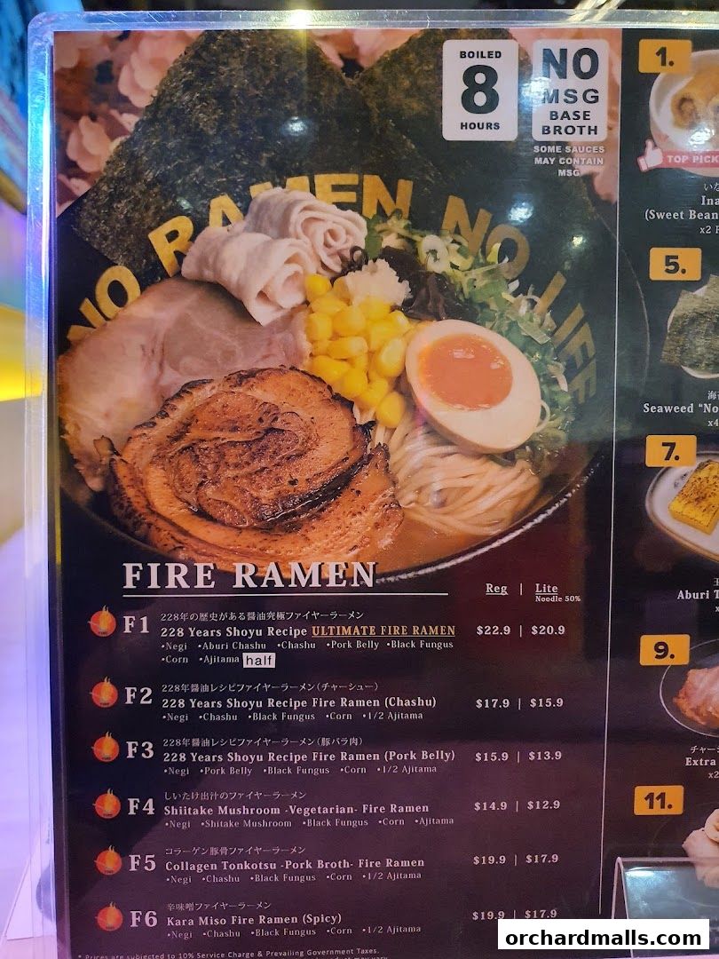 Menu page for Fire Ramen  Izakaya by Menbaka The Centrepoint