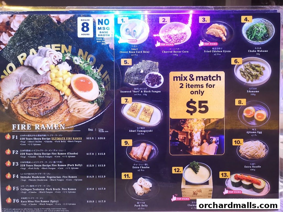 Menu page for Fire Ramen  Izakaya by Menbaka The Centrepoint