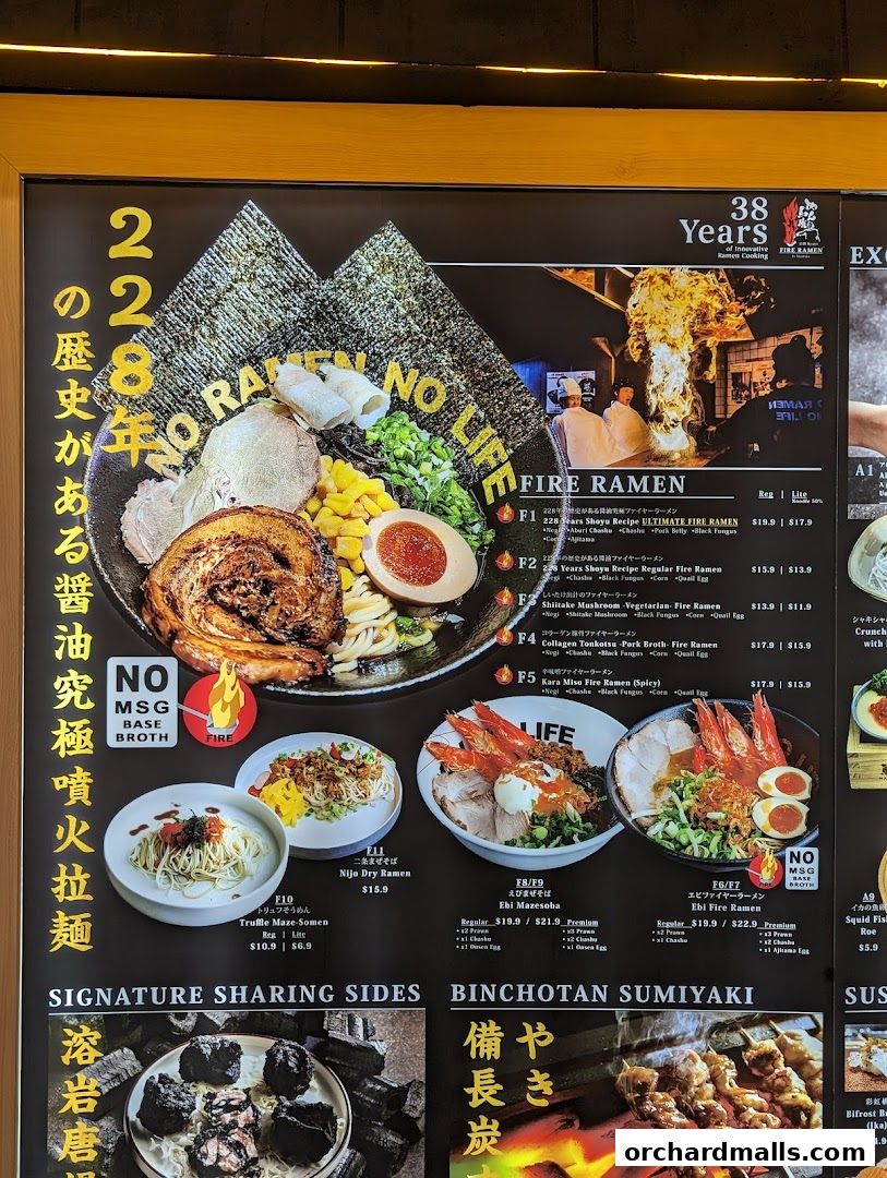 Menu page for Fire Ramen  Izakaya by Menbaka The Centrepoint