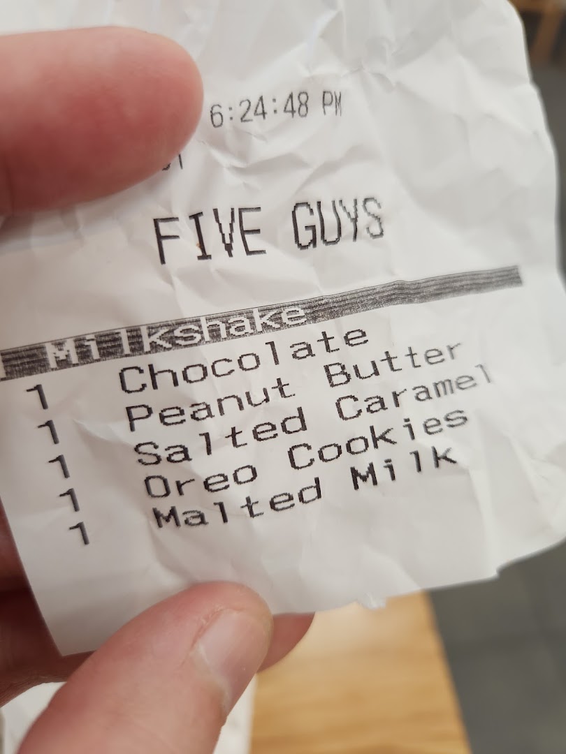 Menu page for Five Guys ION Mall