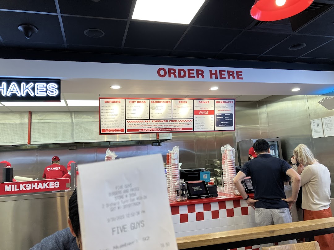 Menu page for Five Guys ION Mall