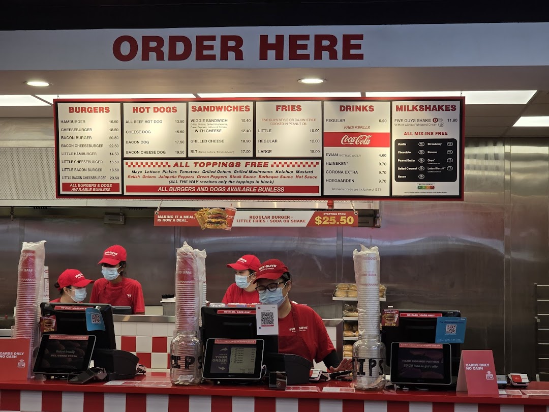 Menu page for Five Guys ION Mall