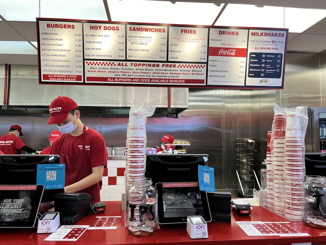 Menu page for Five Guys ION Mall