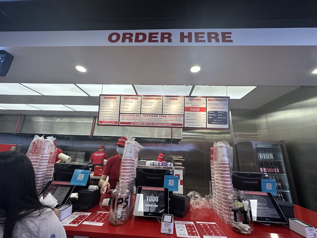 Menu page for Five Guys ION Mall