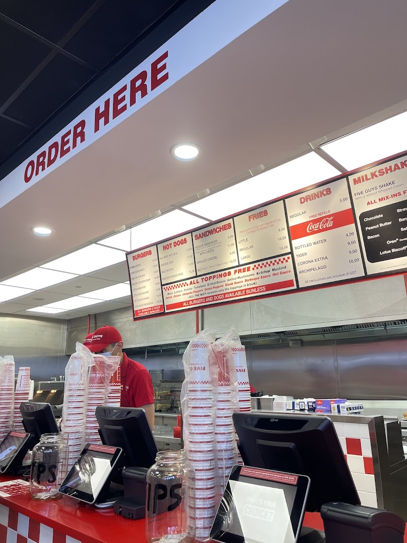 Menu page for Five Guys ION Mall