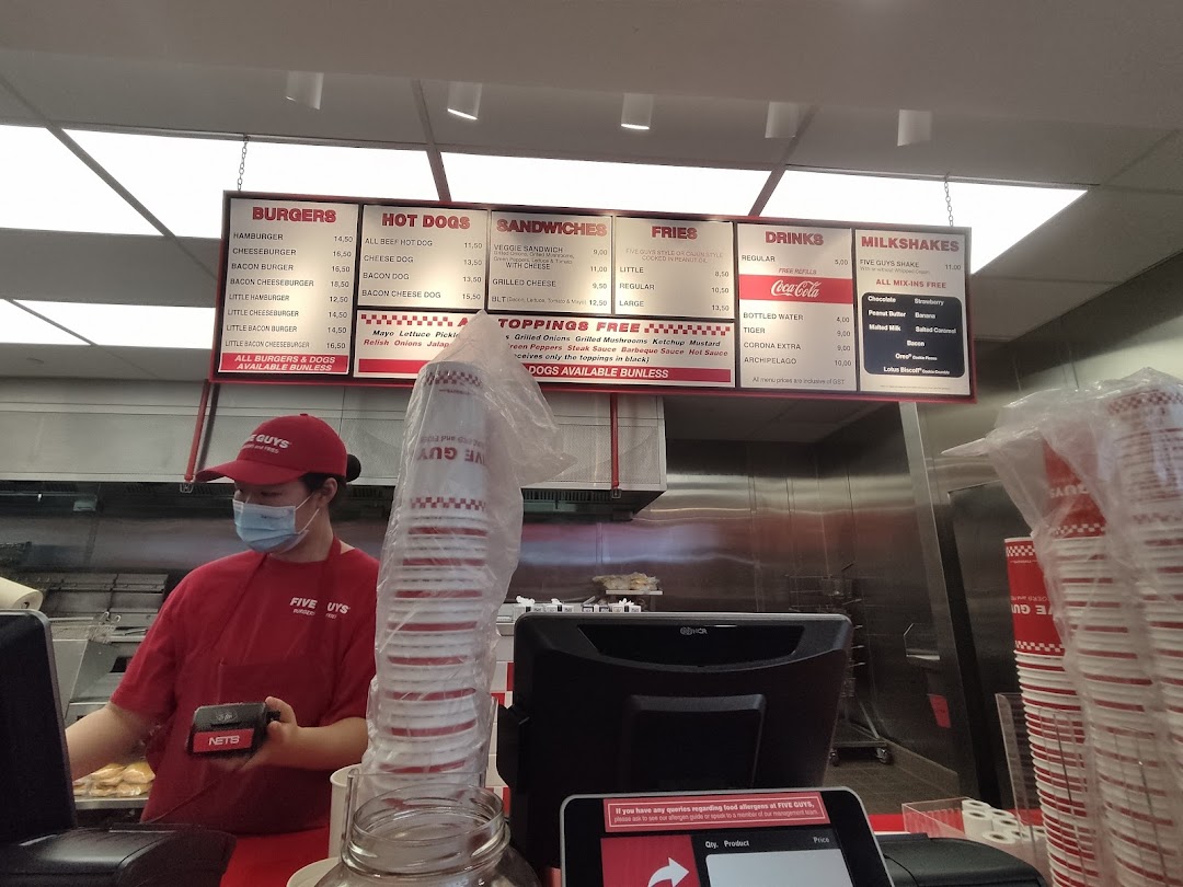 Menu page for Five Guys ION Mall
