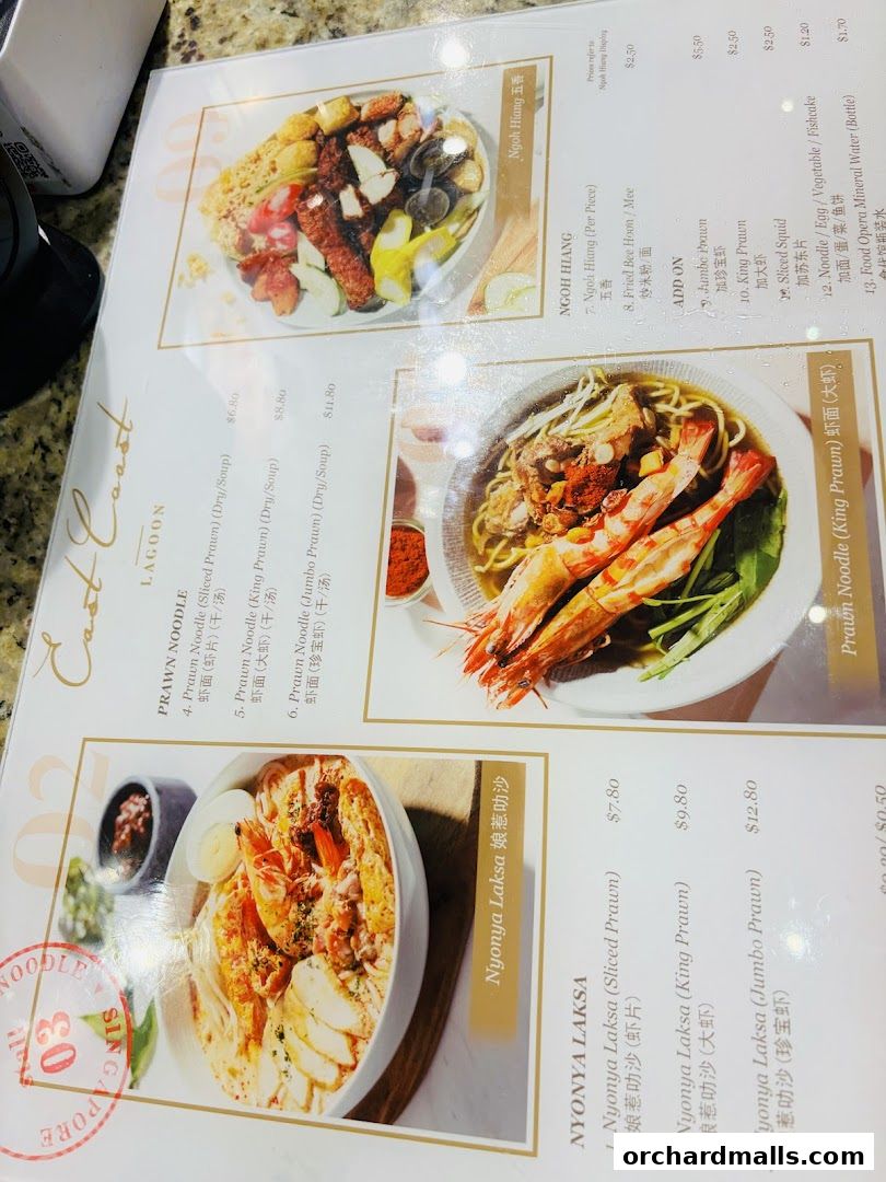 A menu from Food Opera showcasing various noodle dishes and side orders with prices.