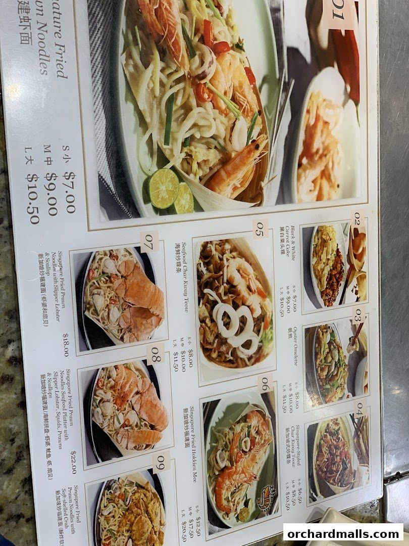 A menu from Food Opera showcasing various noodle dishes with appetizing images and prices.