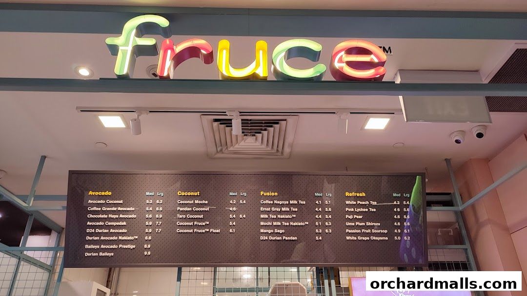 Menu page for Fruce Wisma