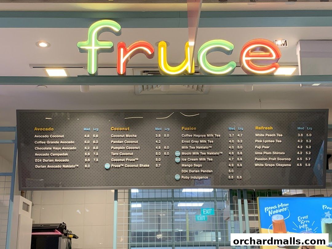Menu page for Fruce Wisma