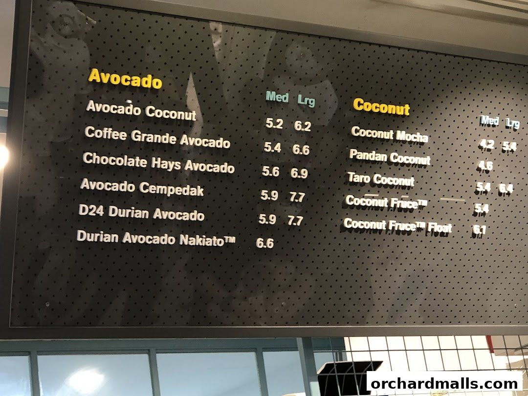 Menu page for Fruce Wisma