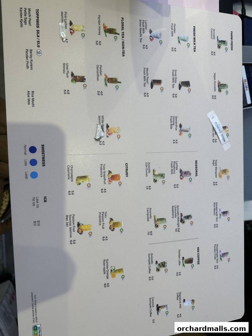 Menu page for Fruce Wisma