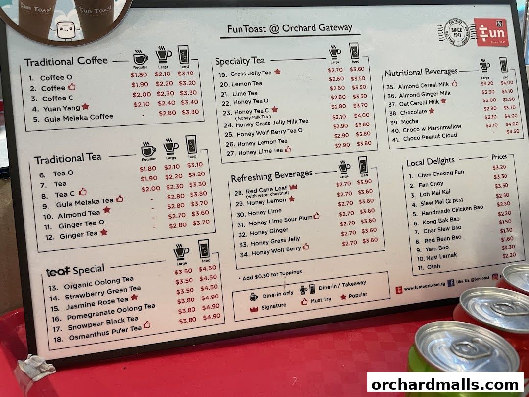 Menu page for Fun Toast Orchardgateway