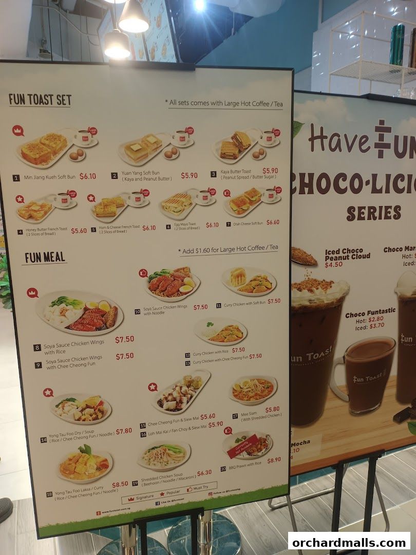 Menu page for Fun Toast Orchardgateway