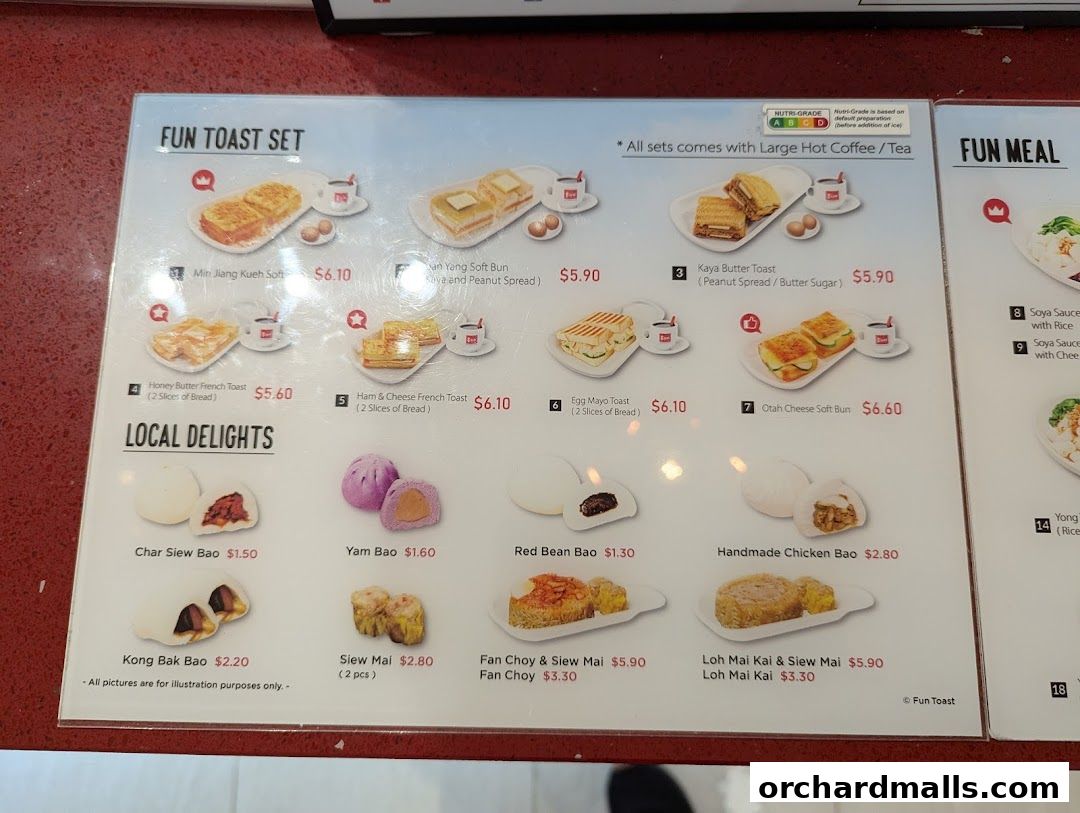 Menu page for Fun Toast Orchardgateway