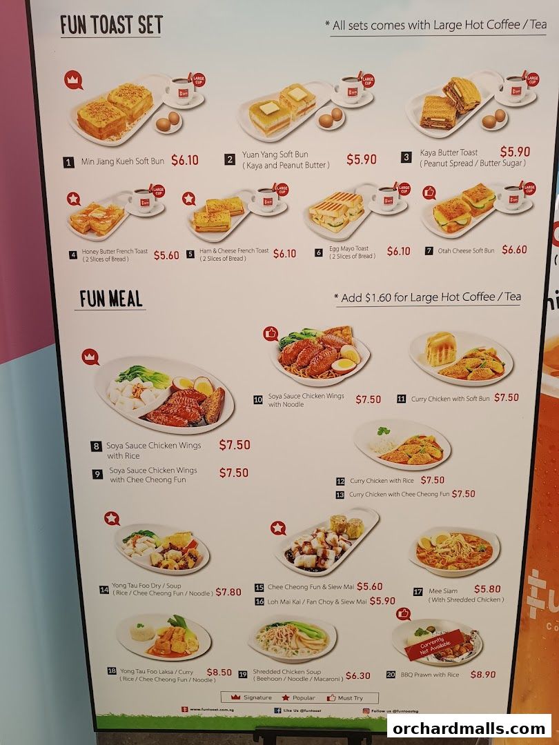 Menu page for Fun Toast Orchardgateway