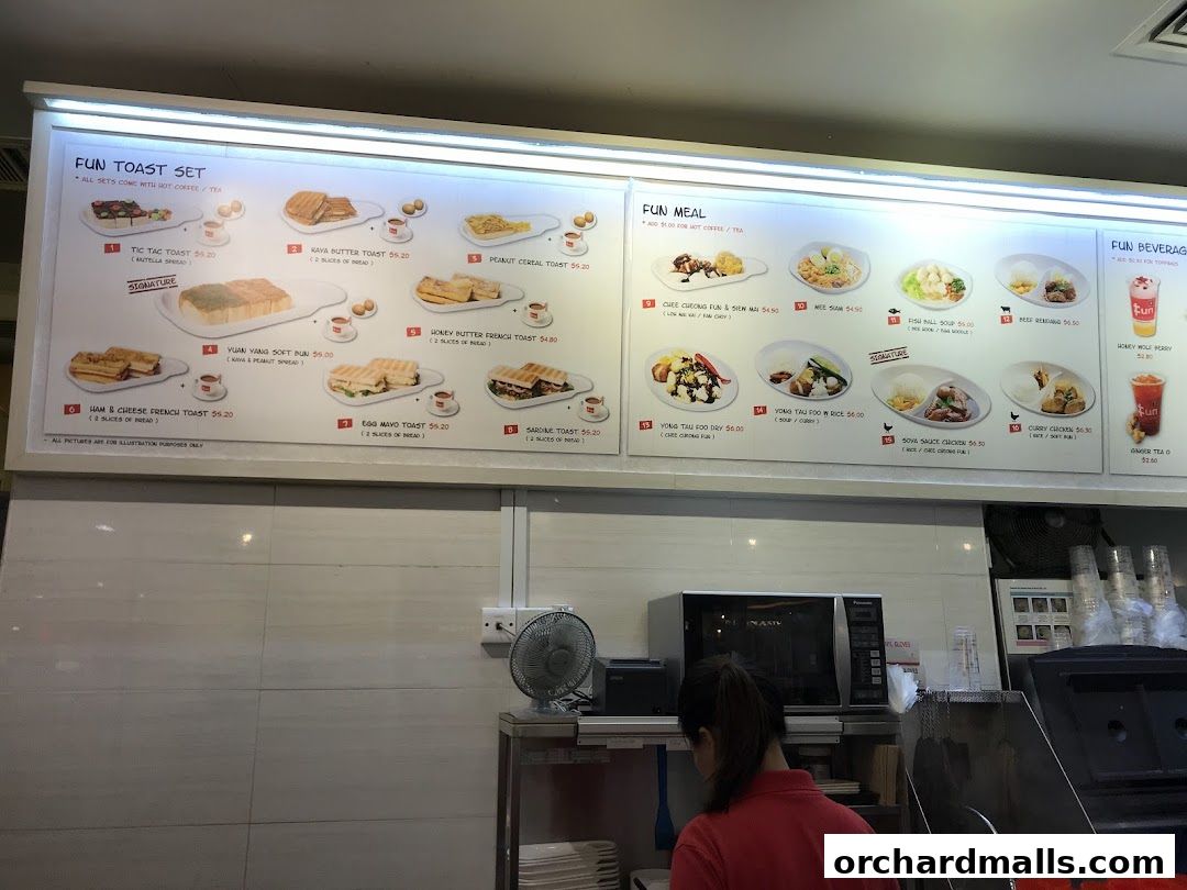 Menu page for Fun Toast