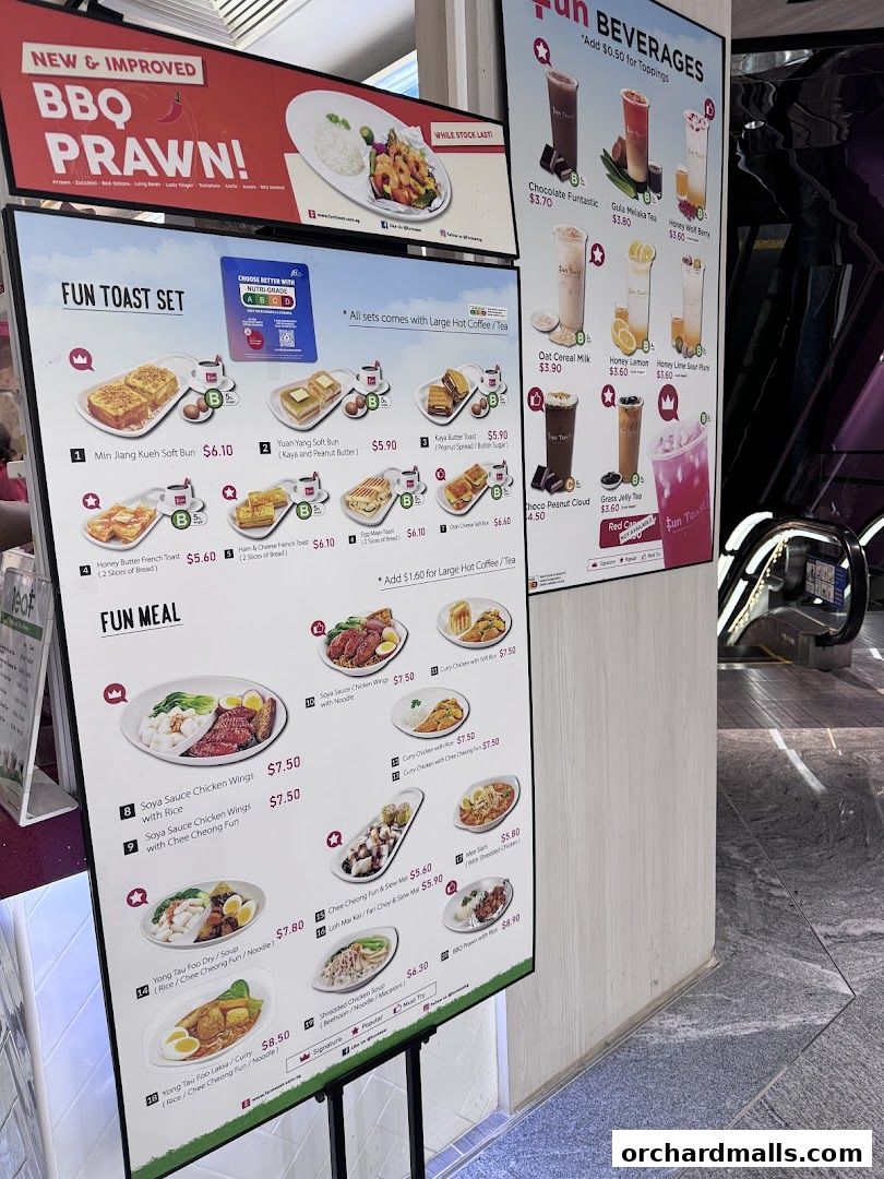 Menu page for Fun Toast