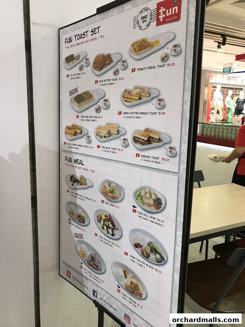 Menu page for Fun Toast